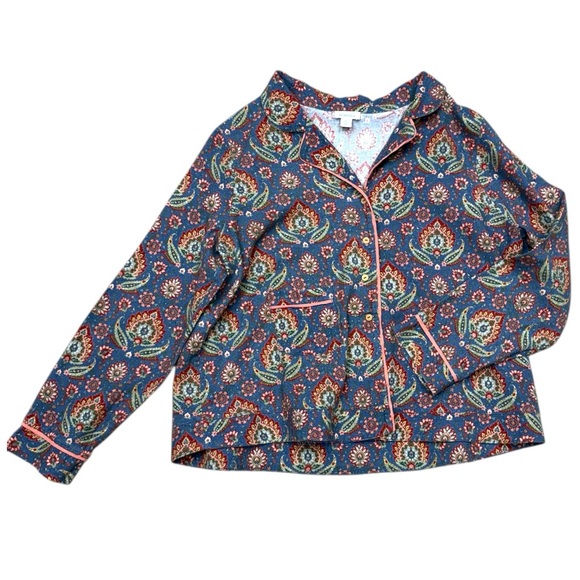 Sundance Blue Floral Paisley Cotton Flannel Pajama Set Size XL Boho Loungewear - Picture 7 of 14